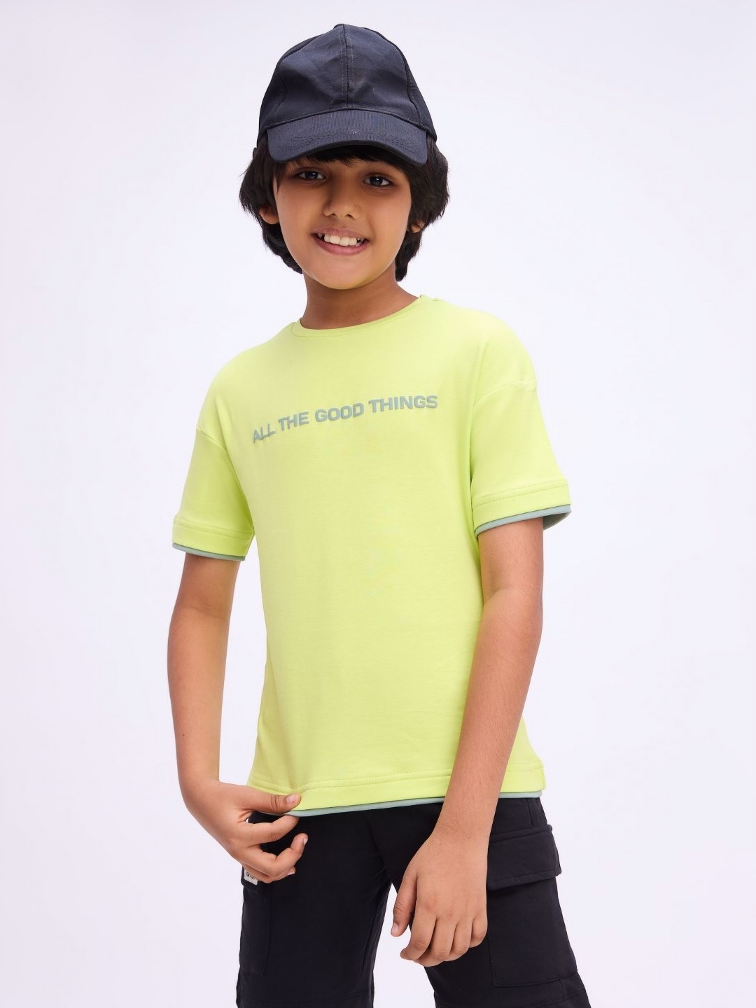 

Bombay High Boys Typography Printed Extended Sleeves T-shirt, Yellow
