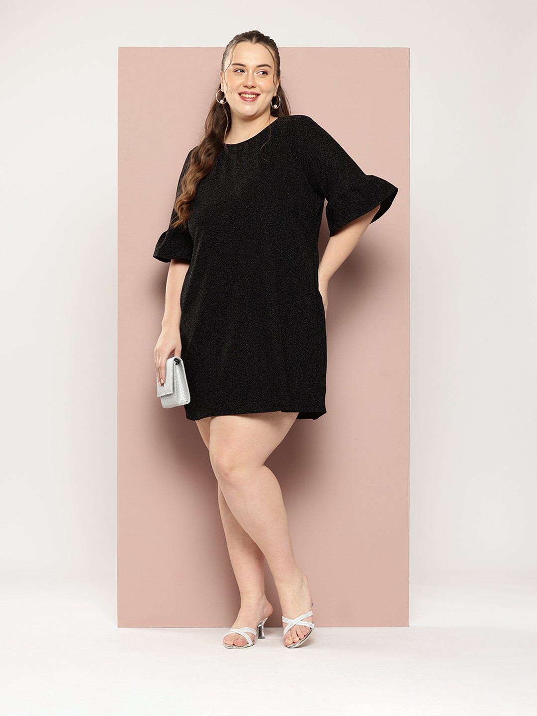 

Sztori Plus Size Bell Sleeve Sheath Dress, Black