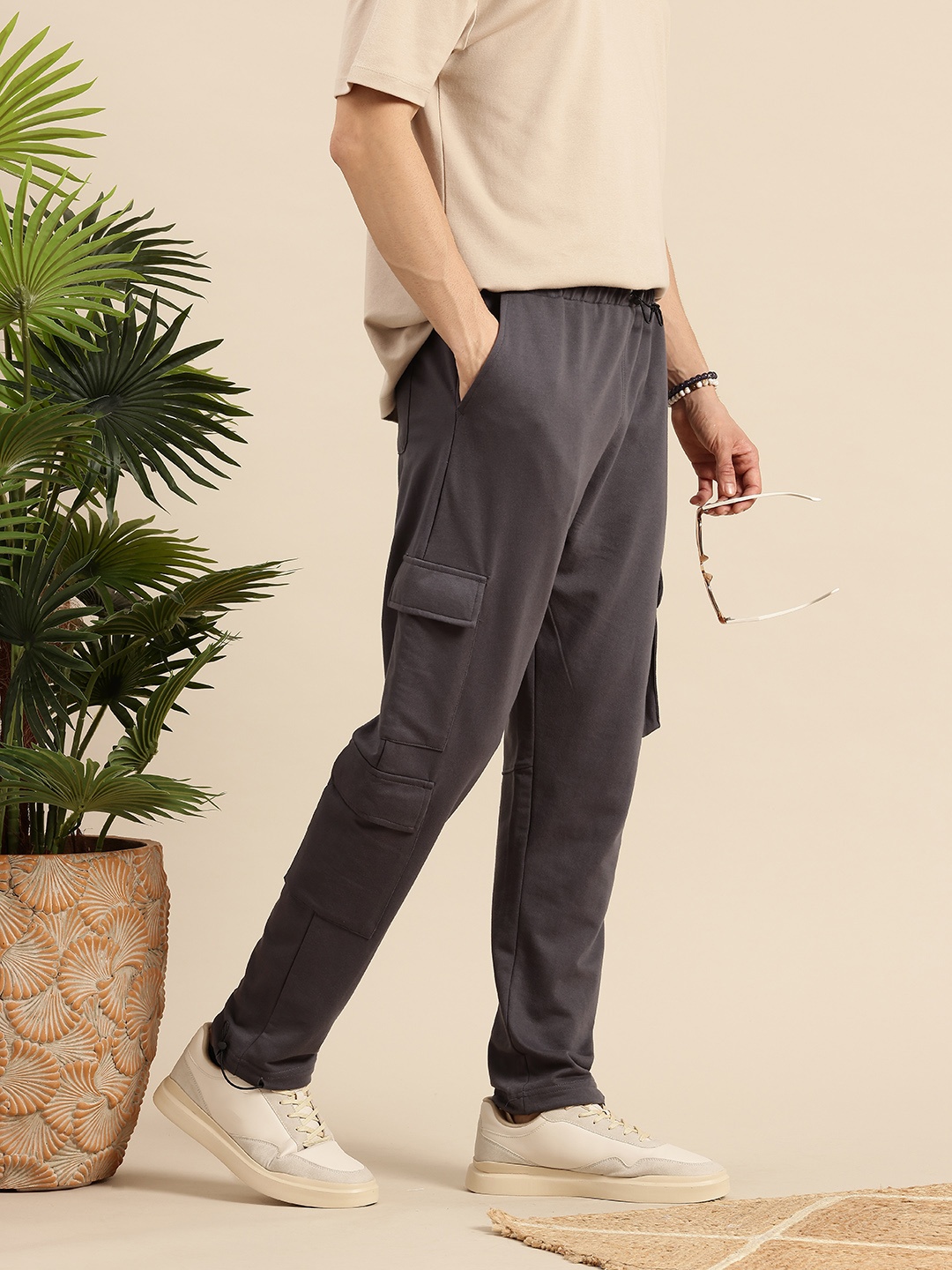 

Mast & Harbour Men Cargo Style Track Pants, Grey