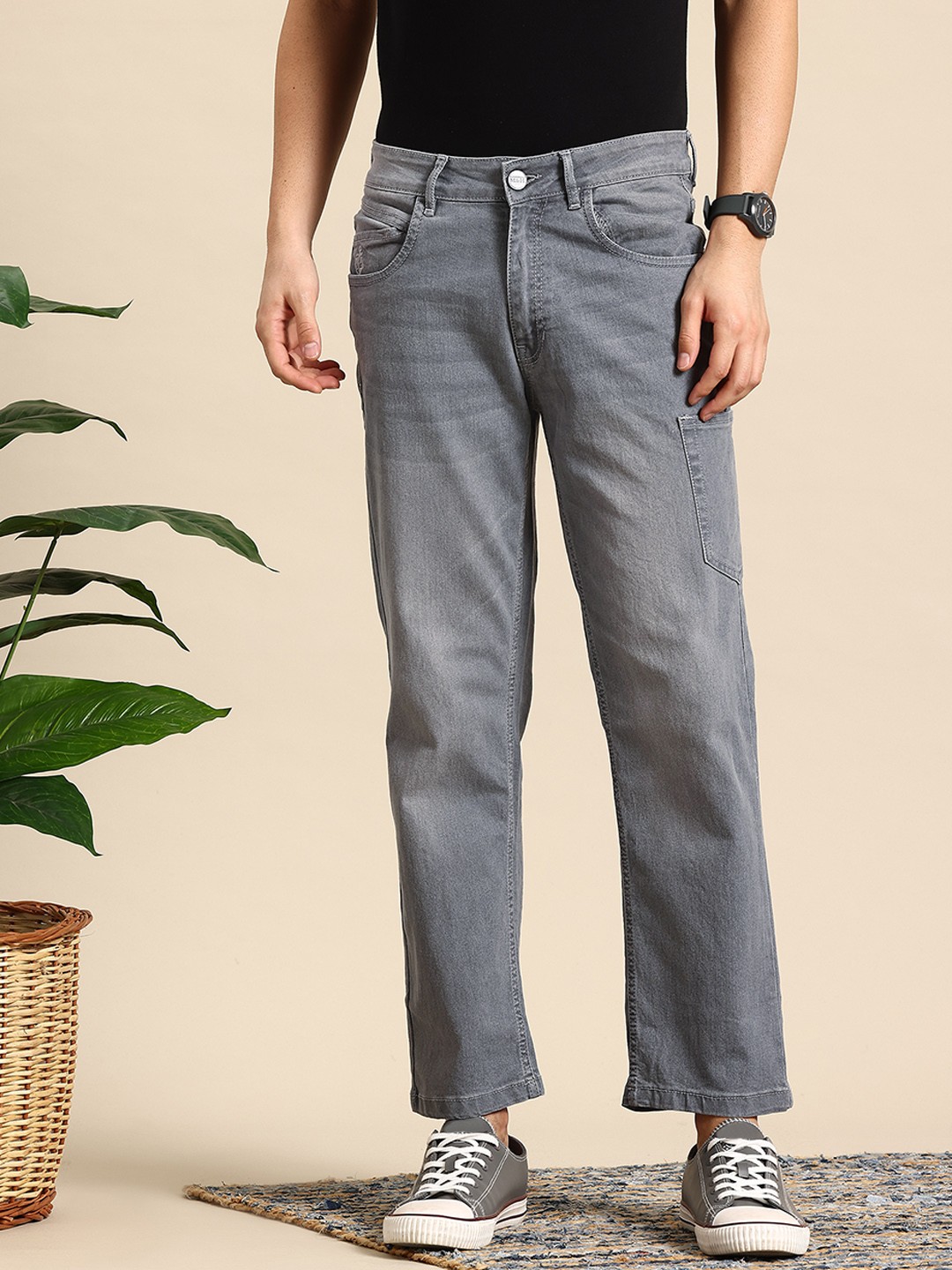 

Mast & Harbour Men Stretchable Regular Fit Jeans, Grey