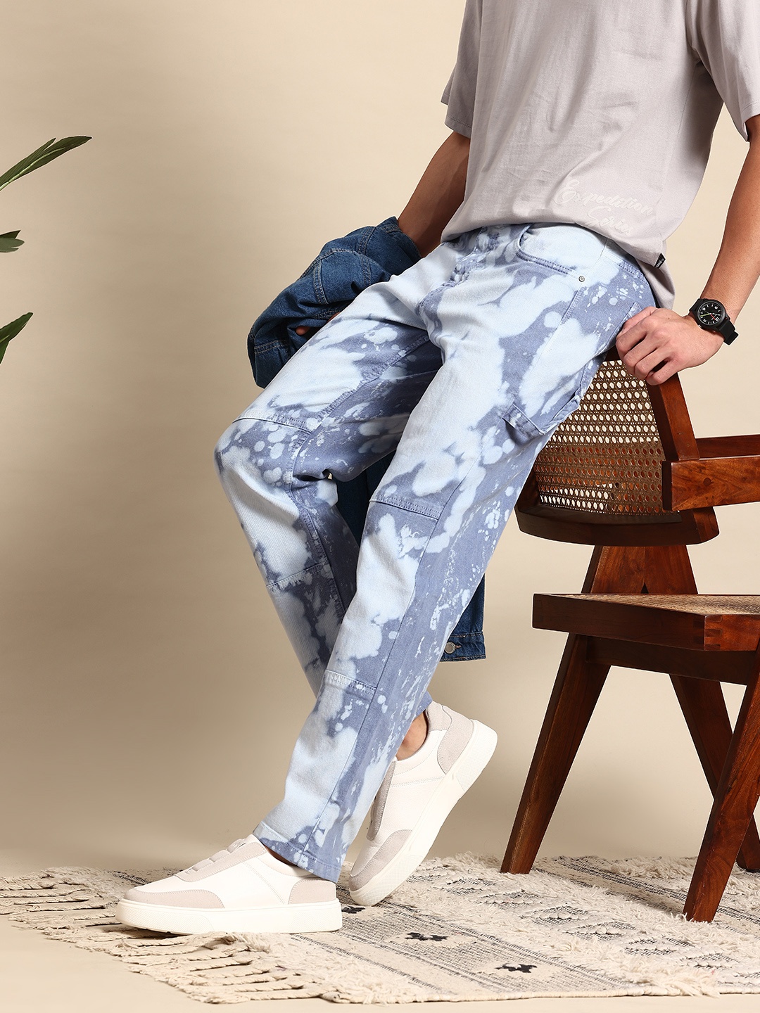 

Mast & Harbour Men Relaxed Fit Tie & Dye Jeans, Blue