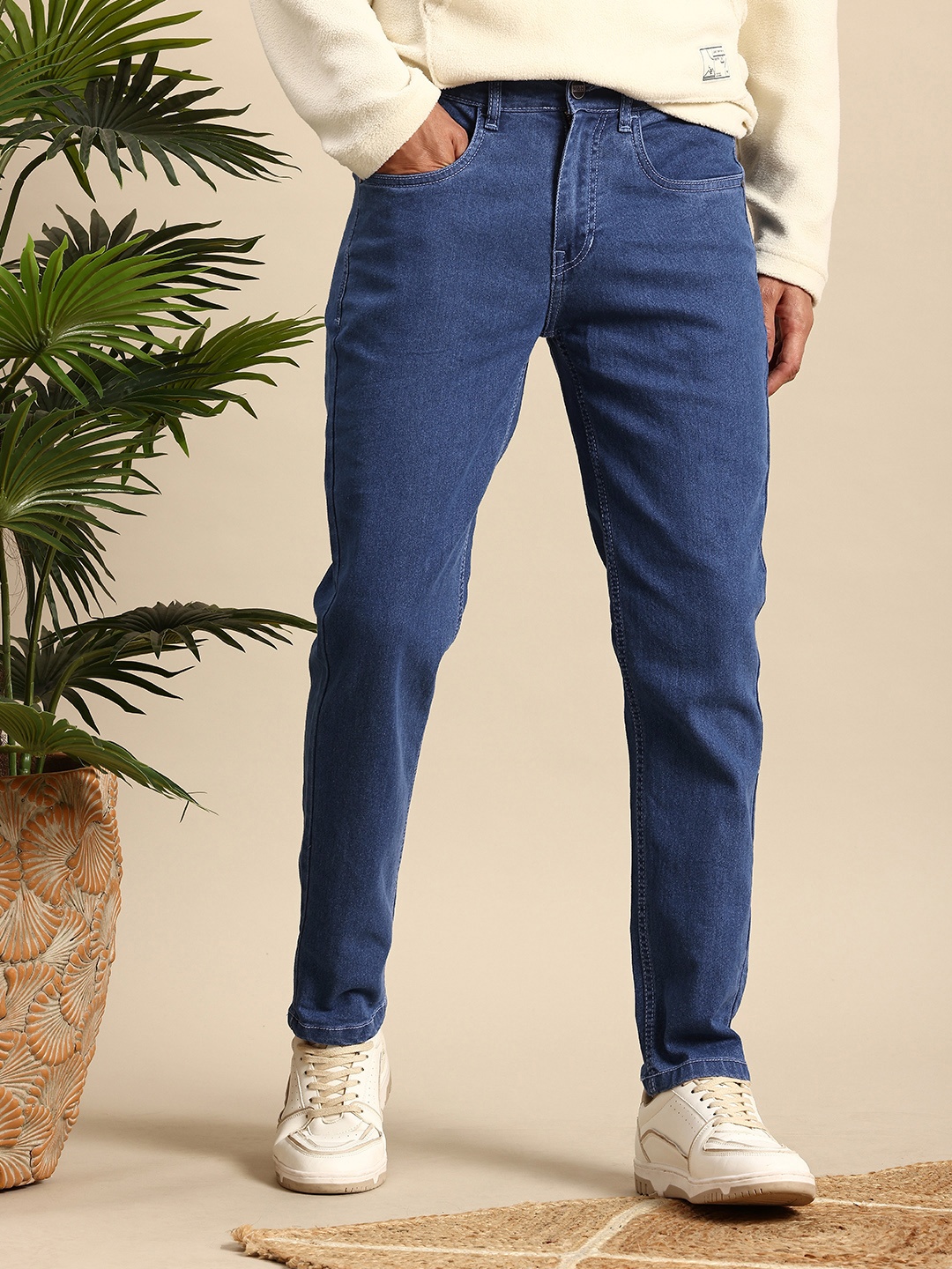 

Mast & Harbour Men Tapered Fit Stretchable Jeans, Blue