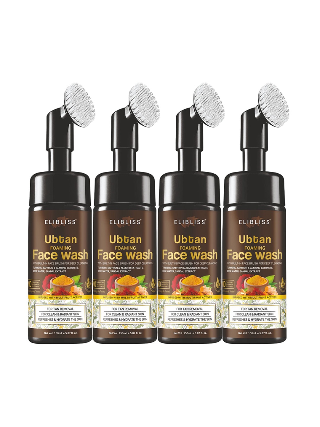 

ELIBLISS Set Of 4 Ubtan Face Wash- 150 ml Each, Brown