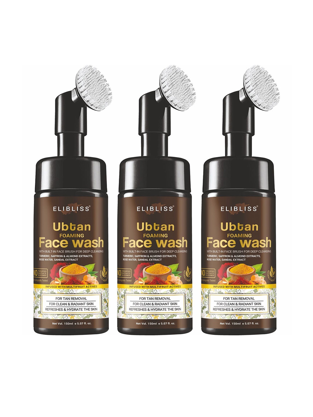 

ELIBLISS Set Of 3 Ubtan Face Wash- 150 ml Each, Brown