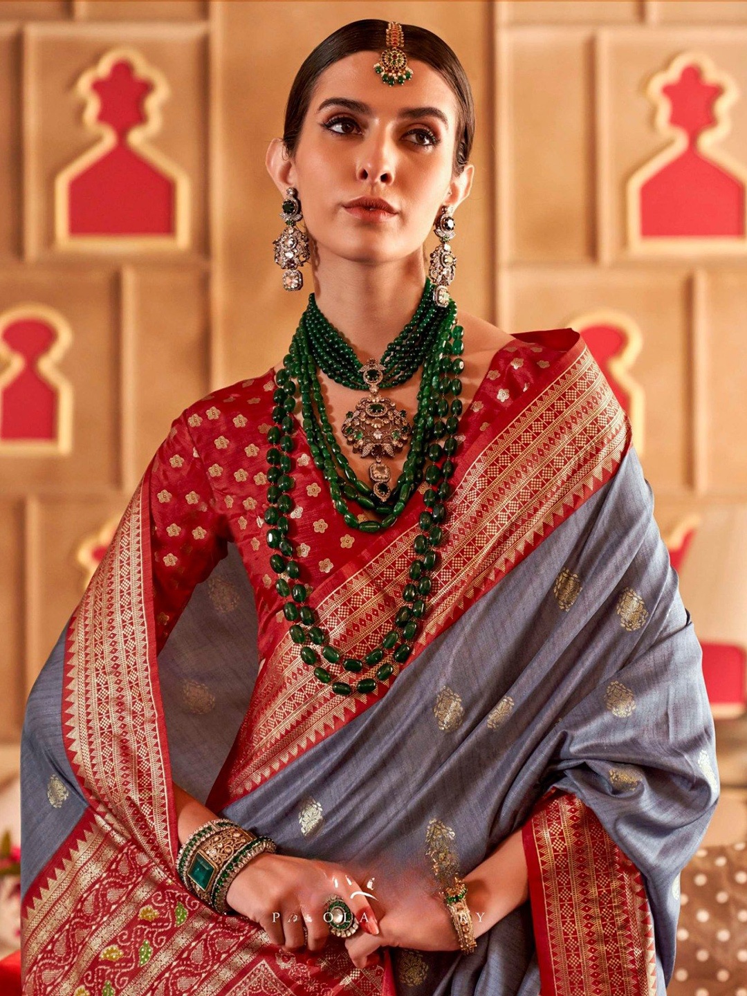

MySilkLove Woven Design Zari Patola Saree, Grey