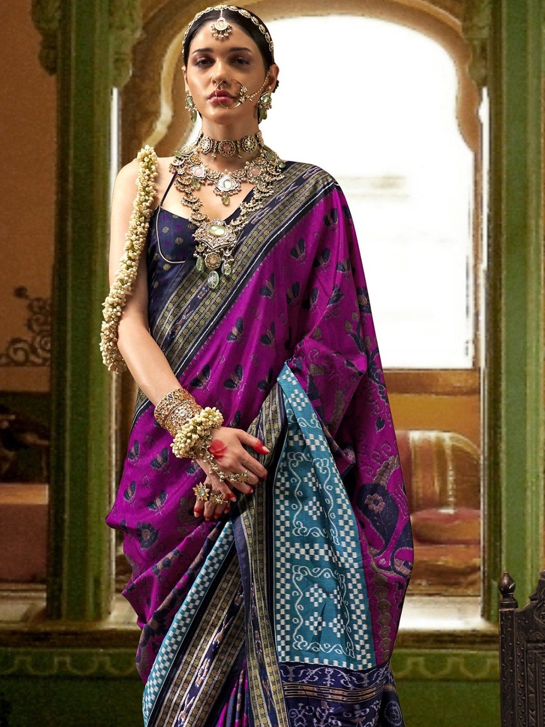 

MySilkLove Ethnic Motifs Patola Saree, Purple