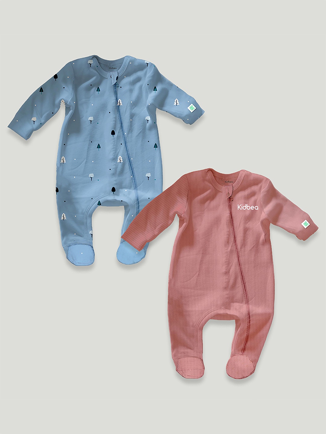 

Kidbea Set Of 2 Infants Printed Sleepsuit, Blue