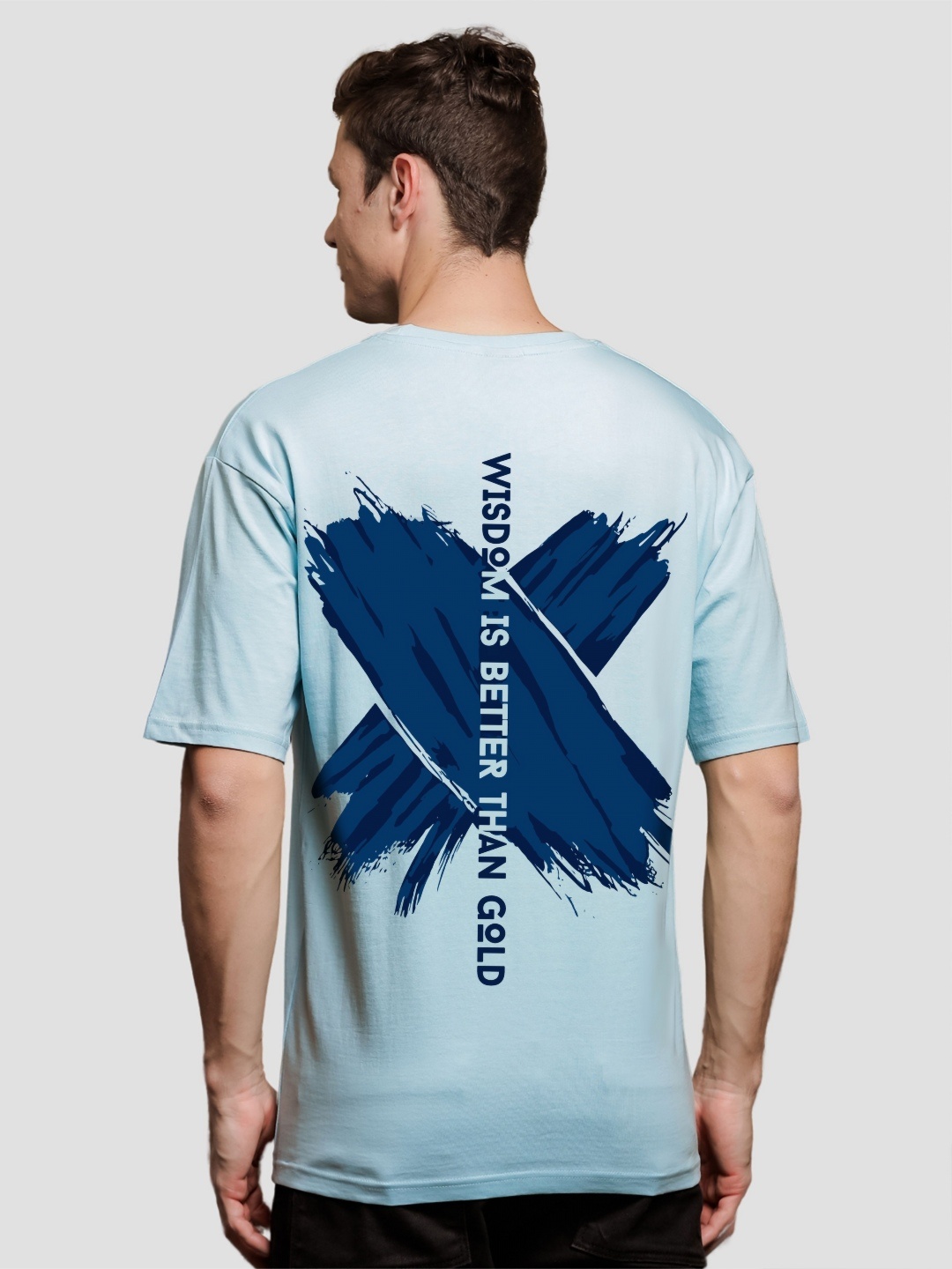 

ADRO Men Typography V-Neck T-shirt, Blue