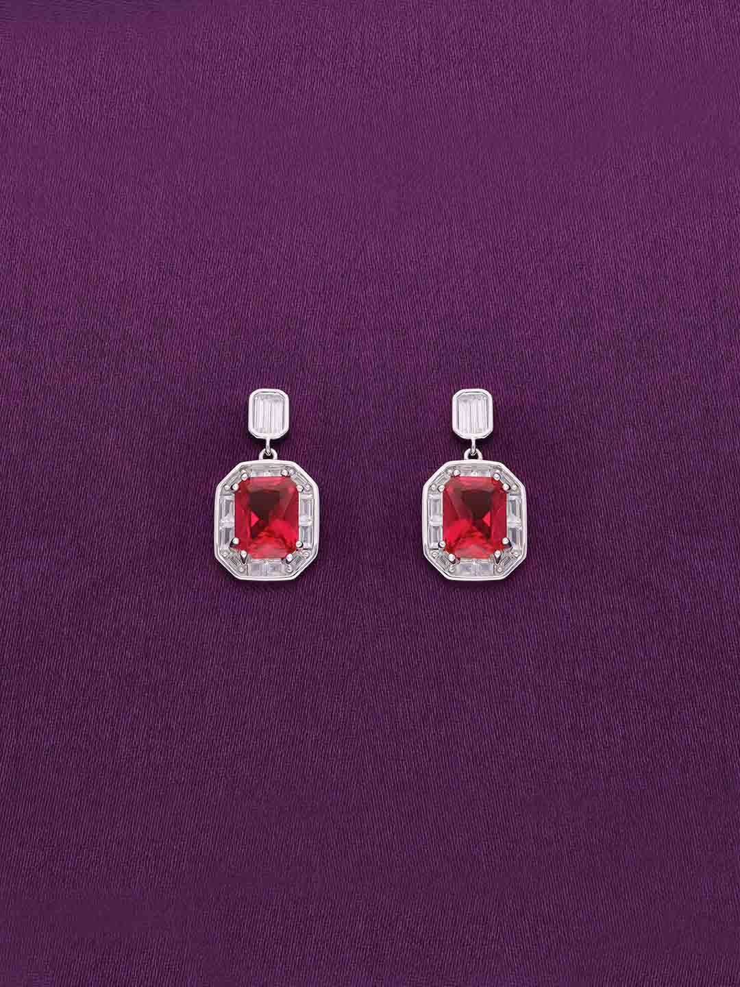 

KAI JEWEL 925 Sterling Silver Rhodium-Plated Cubic Zirconia Studded Drop Earrings