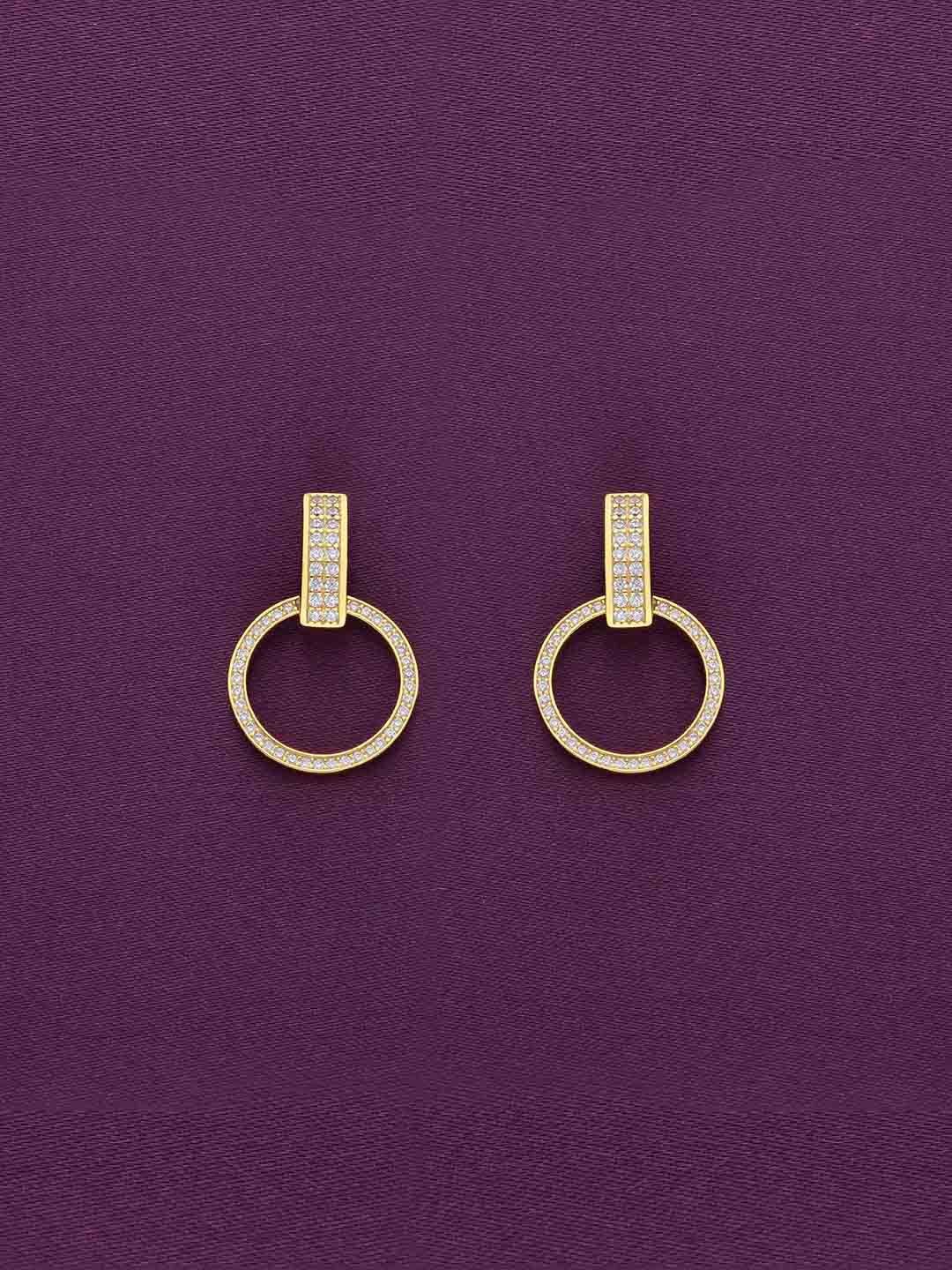 

KAI JEWEL Gold-Plated 92.5 Sterling Silver Circular Crystals Drop Earrings