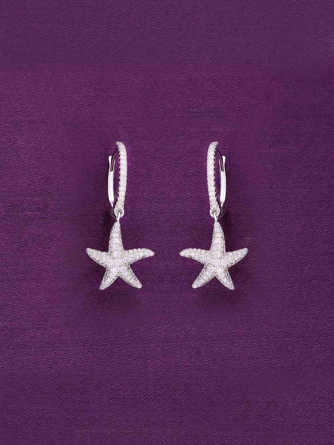 

KAI JEWEL 925 Sterling Silver Rhodium-Plated Cubic Zirconia Studded Drop Earrings