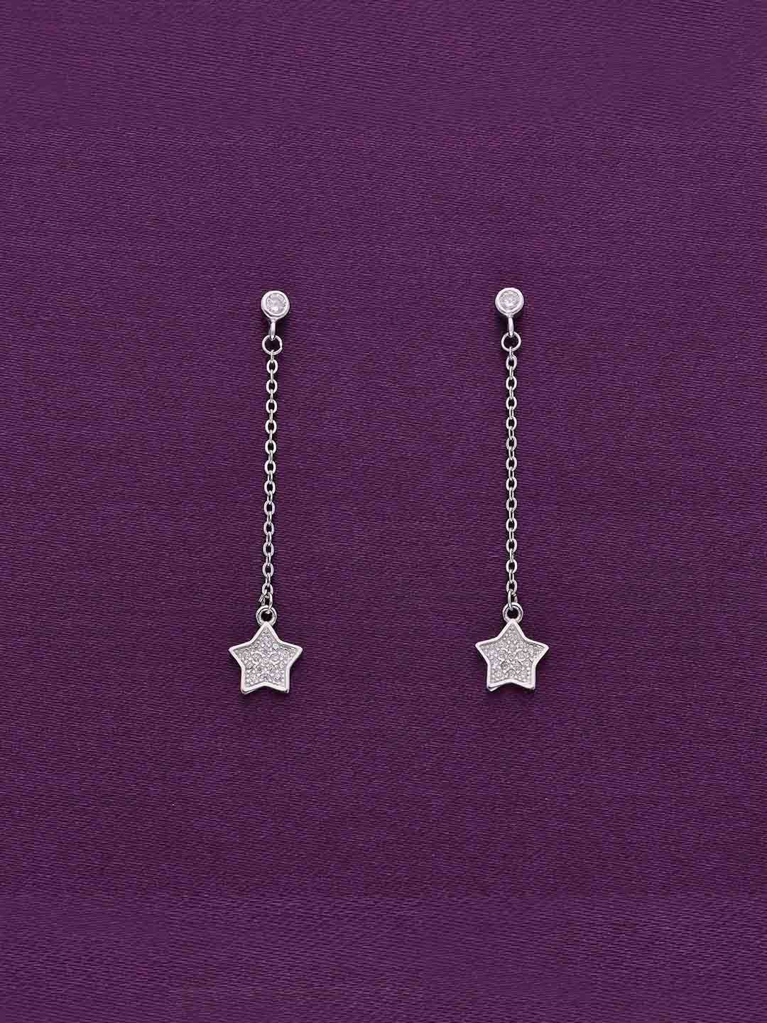 

KAI JEWEL Solitary Stars 925 Sterling Silver Rhodium-Plated Cubic Zirconia Drop Earrings