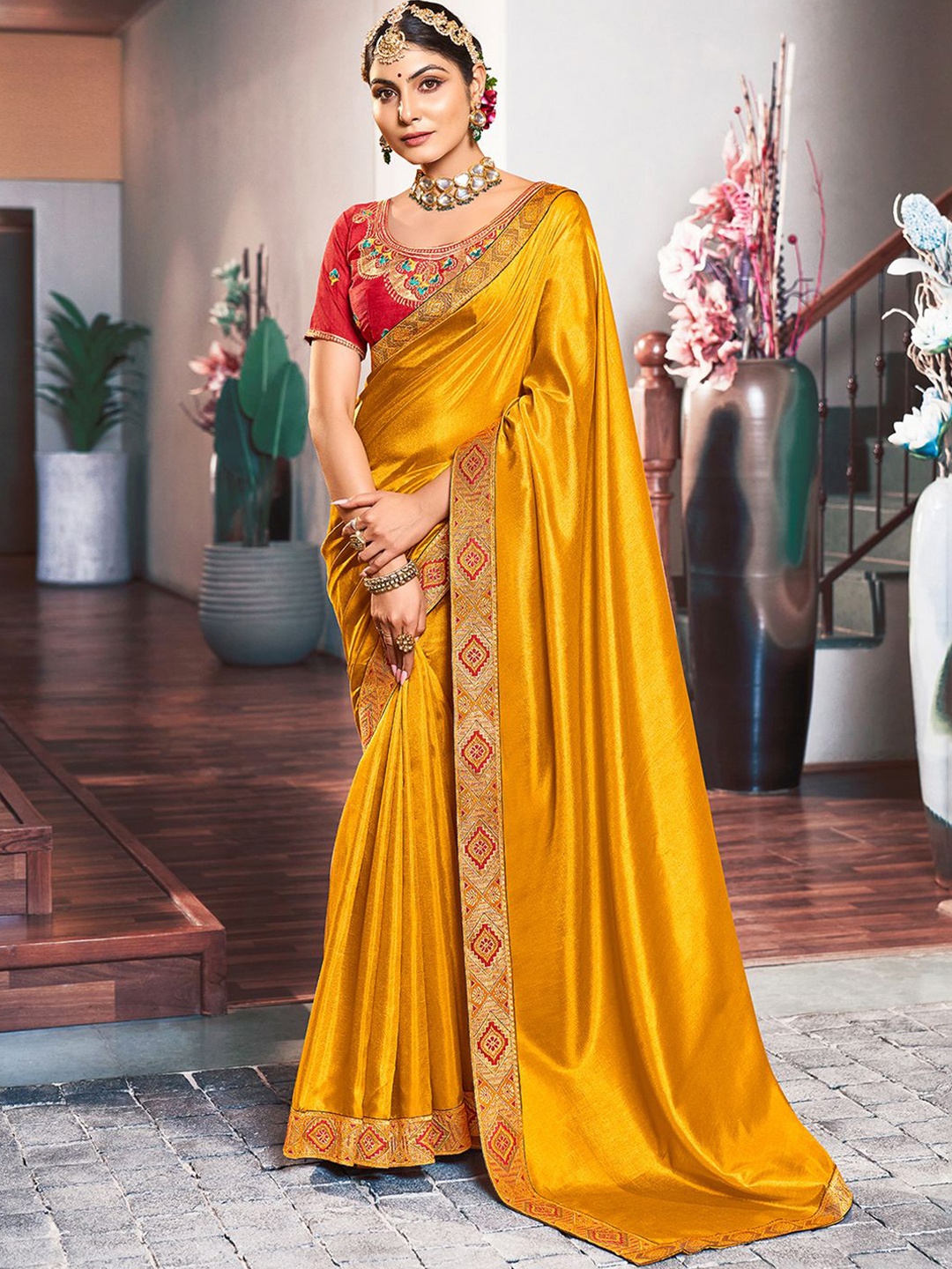 

Anouk Woven Design Zari Saree, Mustard