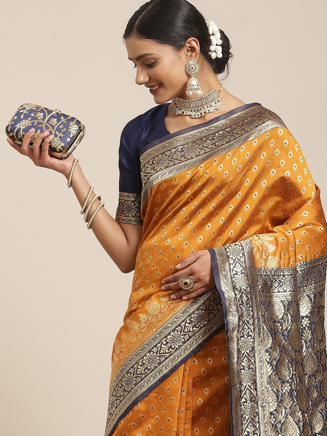 

Anouk Woven Design Zari Paithani Saree, Mustard