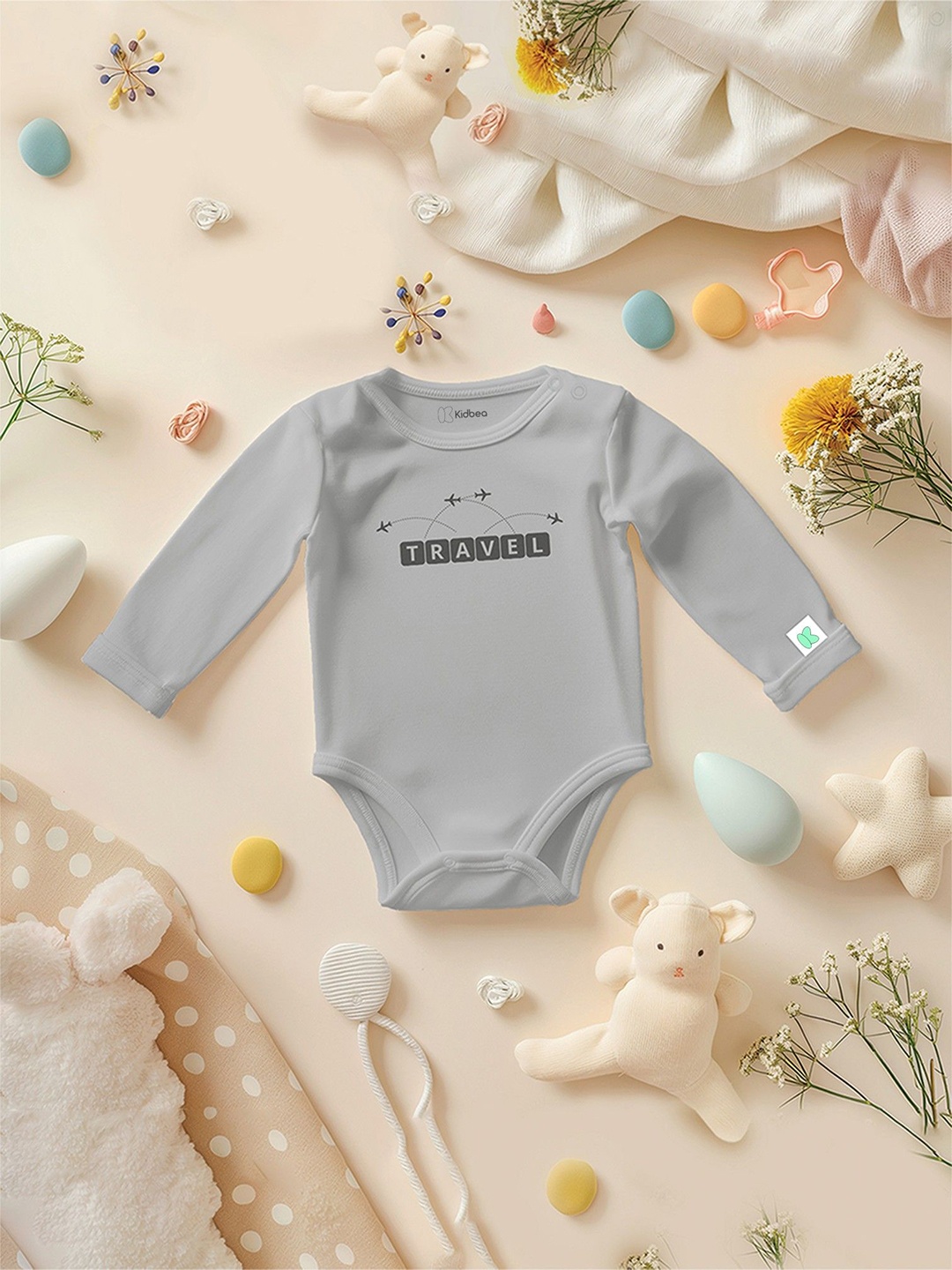 

Kidbea Infants Printed Bodysuit, Grey