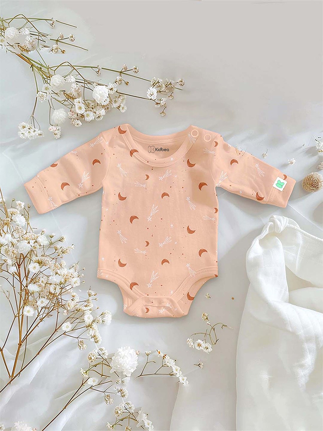 

Kidbea Infants Printed Pure Cotton Bodysuit, Orange