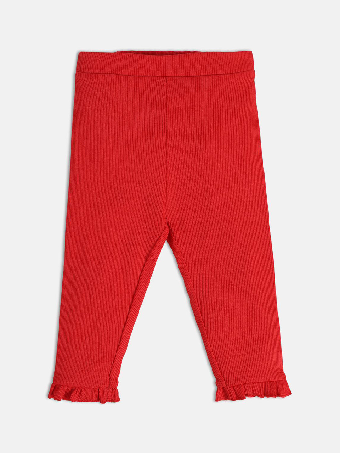 

MINI KLUB Girls Ankle-Length Frilled Hem Leggings, Red