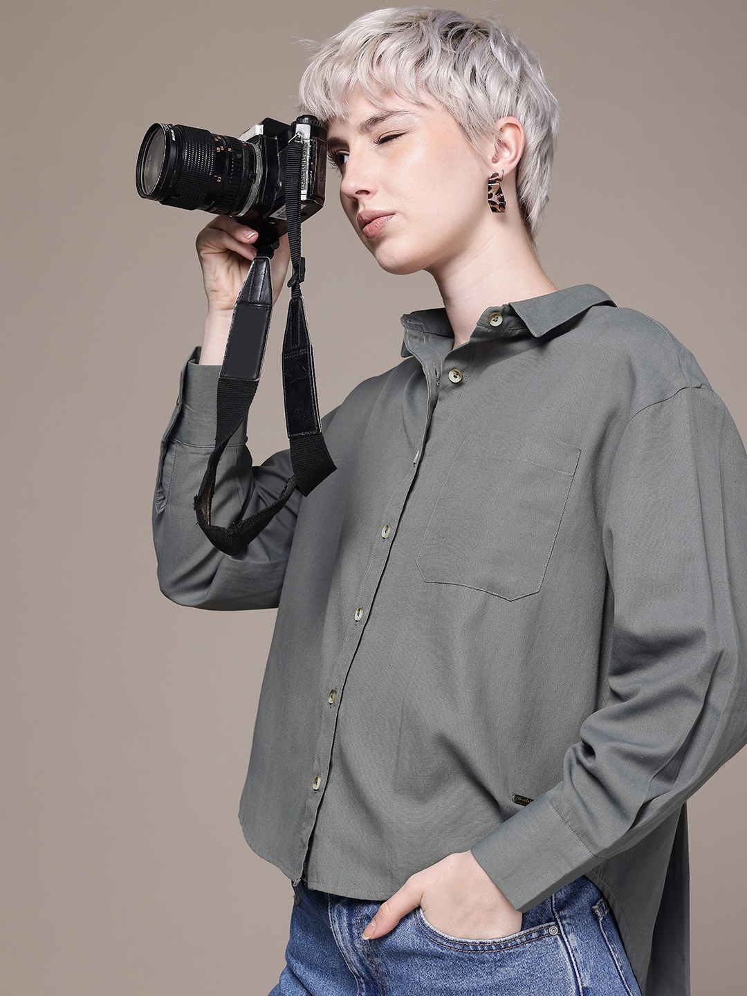 

Roadster Women Casual Shirt, Grey