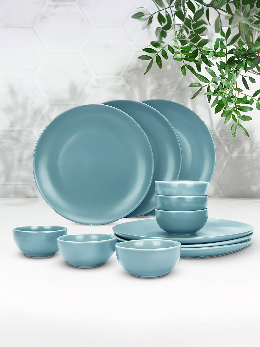 

Kuber Industries Blue 12 Pieces Ceramic Dinner Set