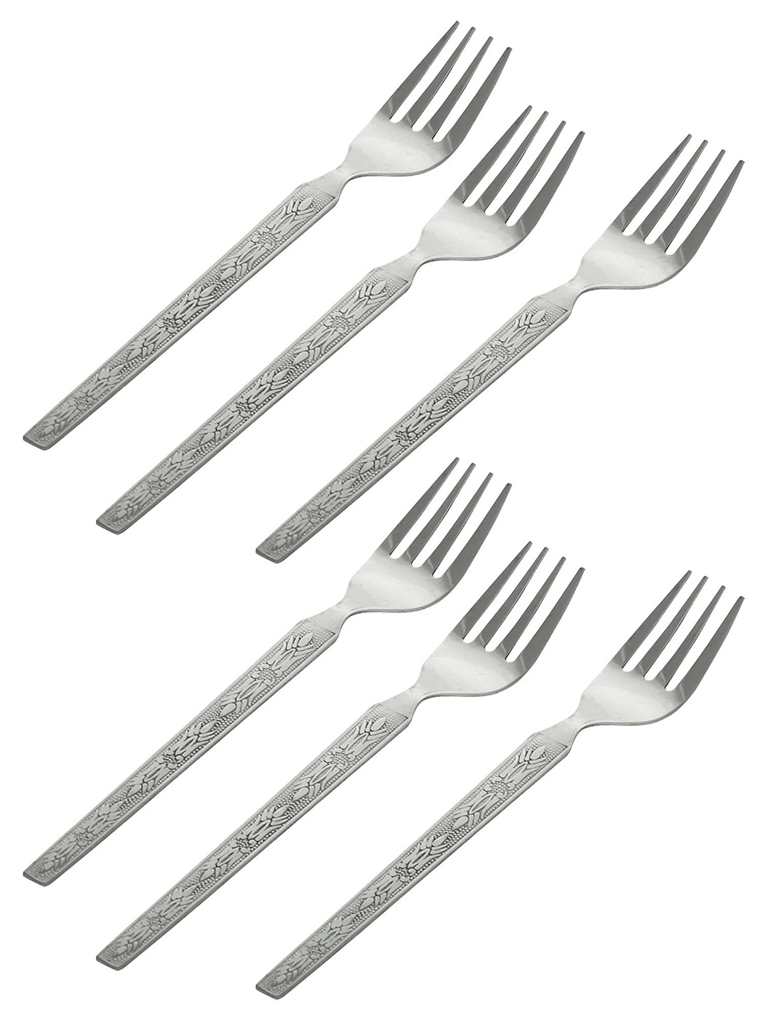 

Kuber Industries Stainless Steel 6 Pieces Dinner Forks, Silver