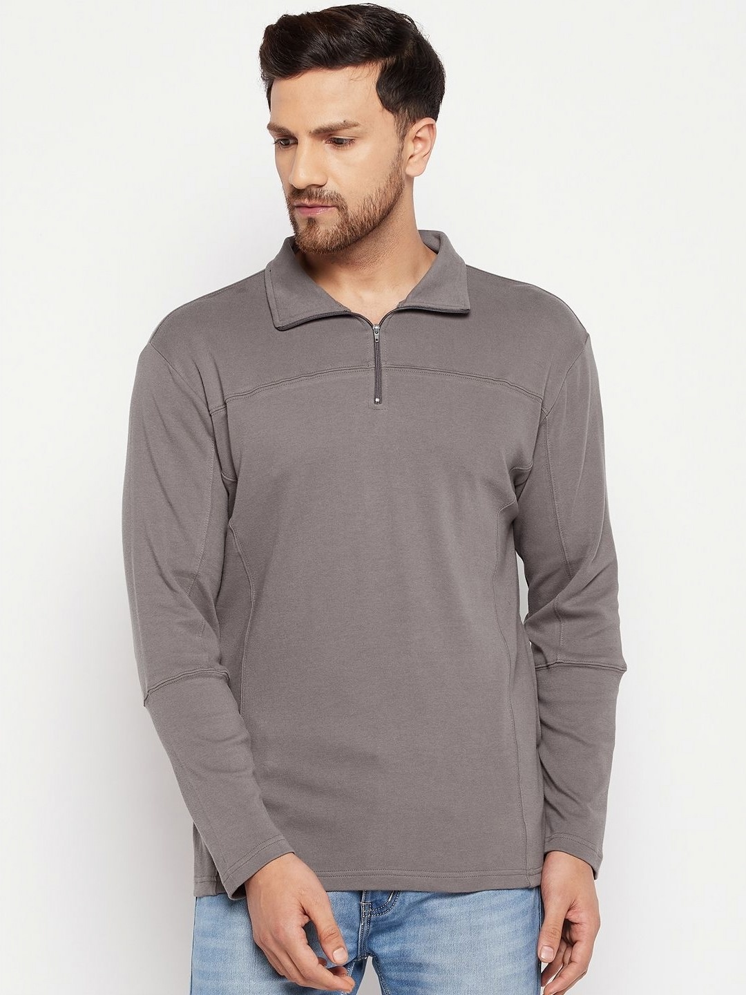

Hypernation Men High Neck T-shirt, Grey