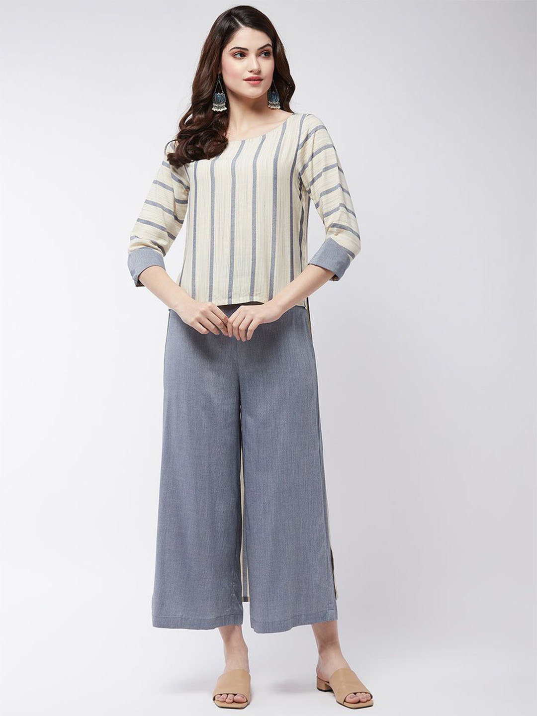 

Pannkh Striped Top With Trouser, Blue