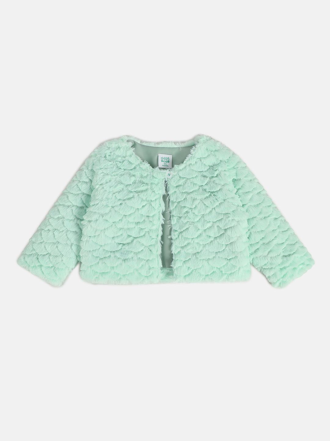 

MINI KLUB Infant Girls Self Designed Collarless Open Front Jacket, Green