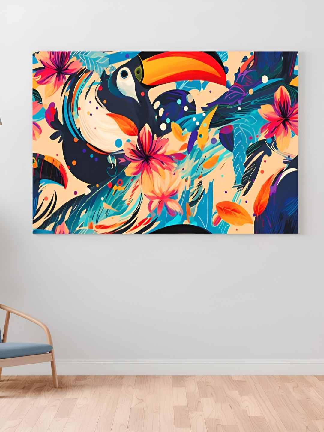 

CLAWCRAFTS Blue & Yellow Canvas Painting Wall Art