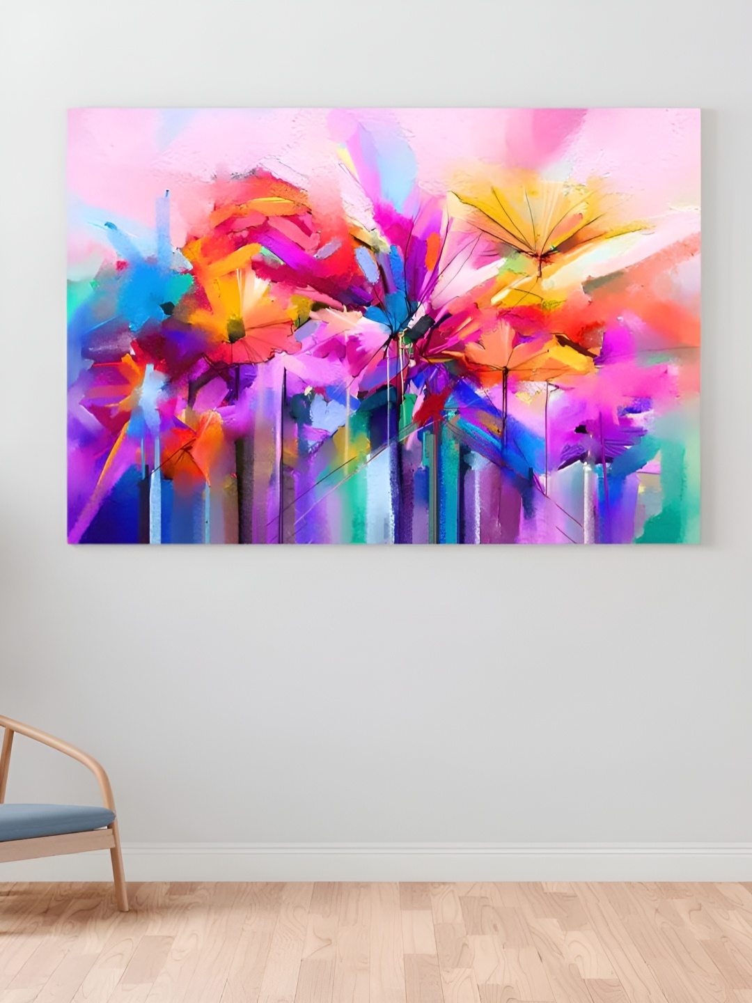 

CLAWCRAFTS Pink & Orange Canvas Floral Painting Wall Art