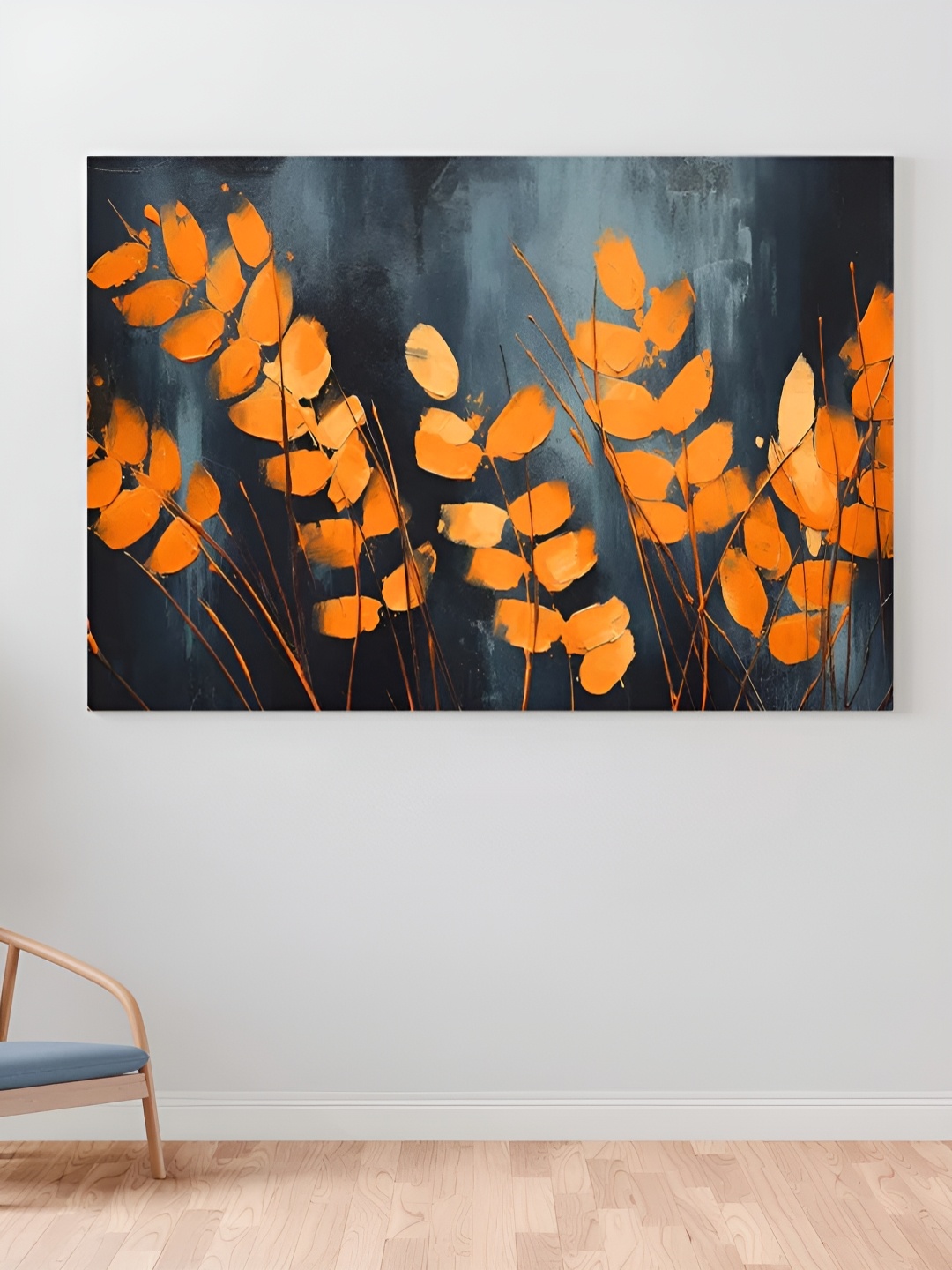 

CLAWCRAFTS Orange & Black Canvas Floral Painting Wall Art