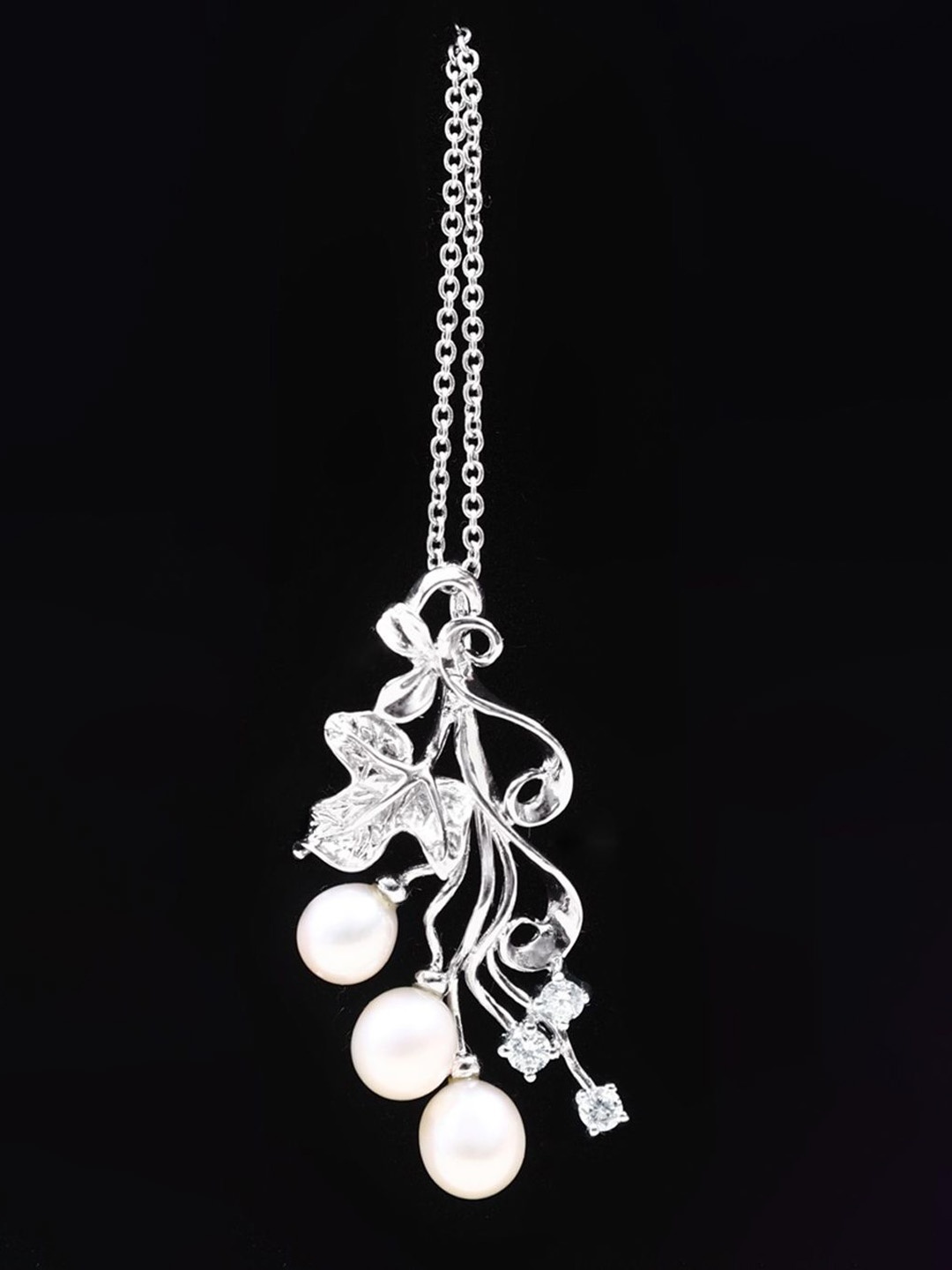 

Exotic India Pearl & Cubic Zirconia Elegant Sterling Silver Pendant