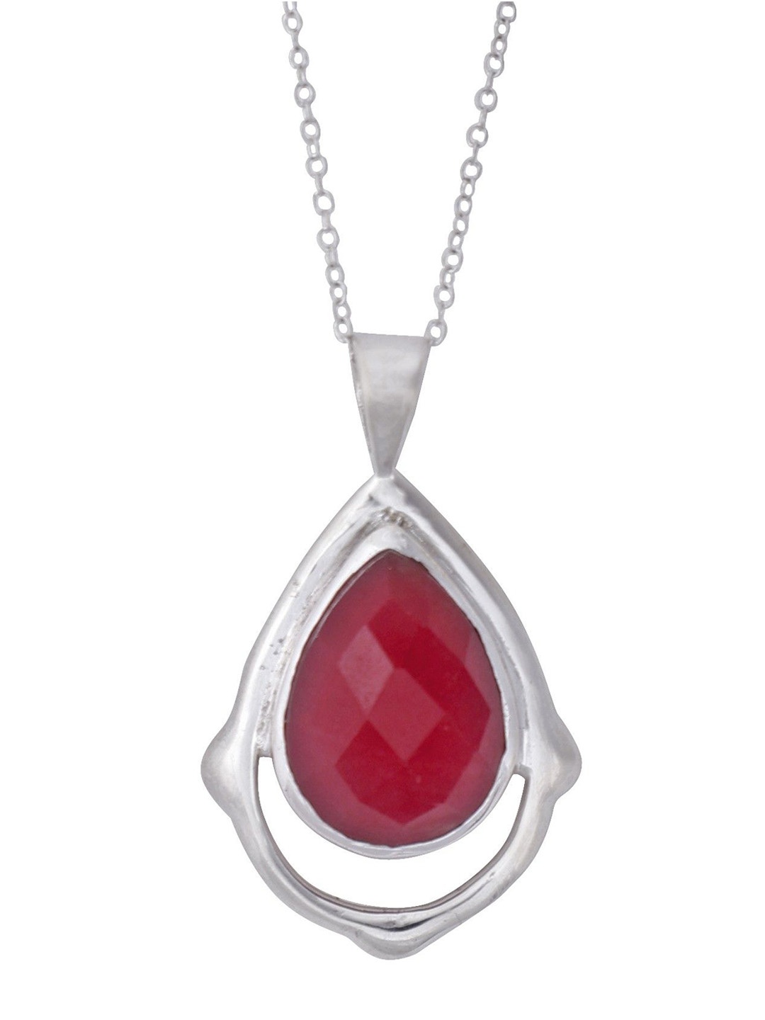 

Exotic India Faceted Carnelian Gemstone Sterling Silver Studded Pendant