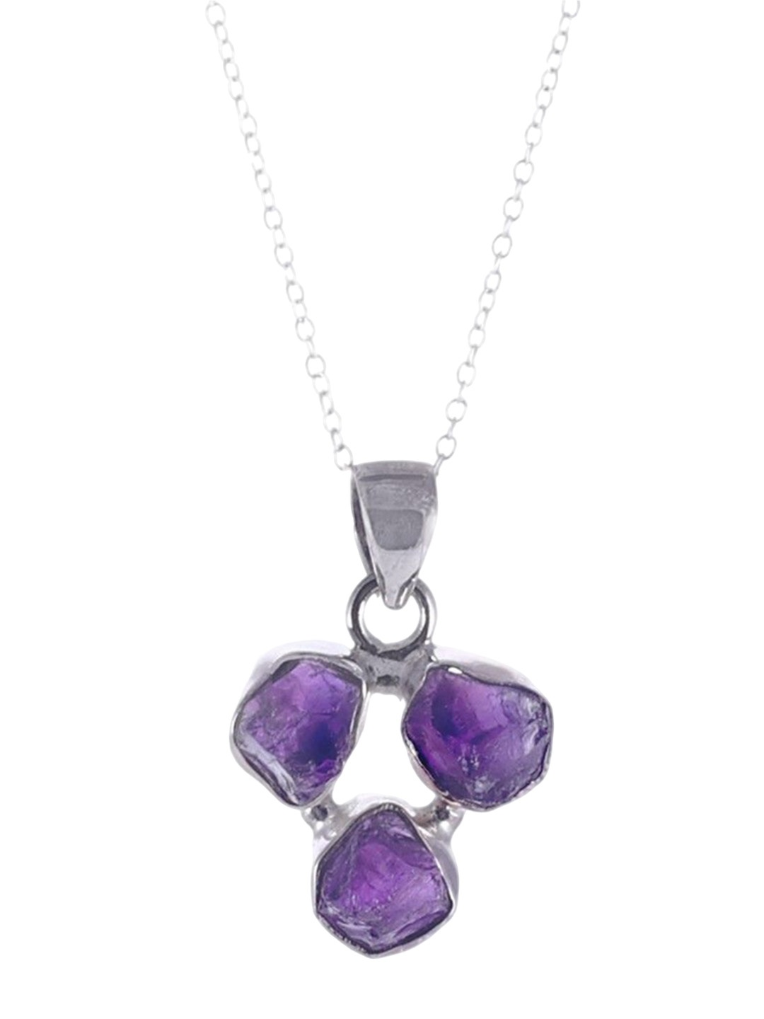 

Exotic India Rugged Amethyst Gemstone Sterling Silver Pendant