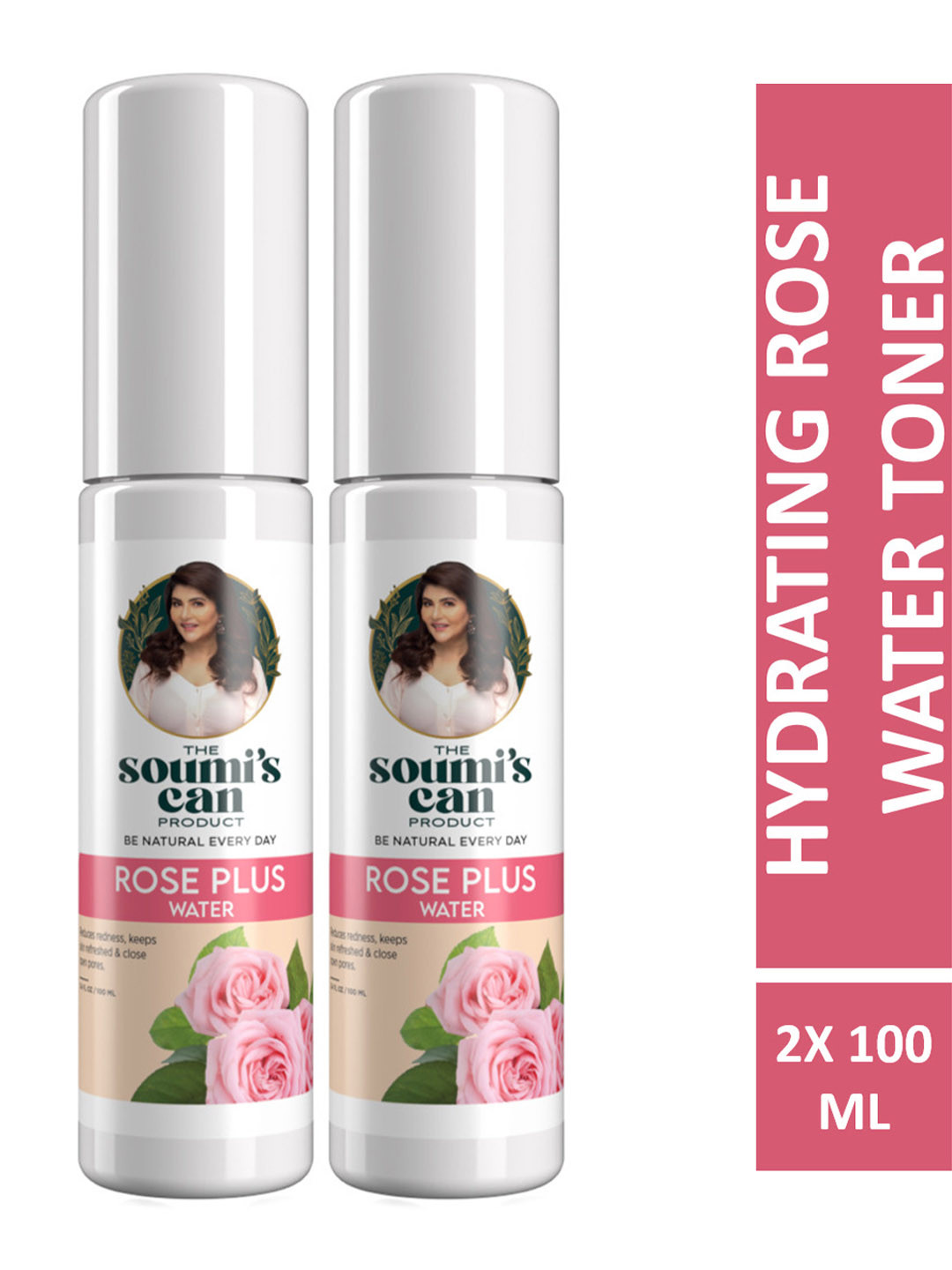 

THE SOUMI'S CAN PRODUCT Set Of 2 Rose Plus Water - 100ml Each, Transparent
