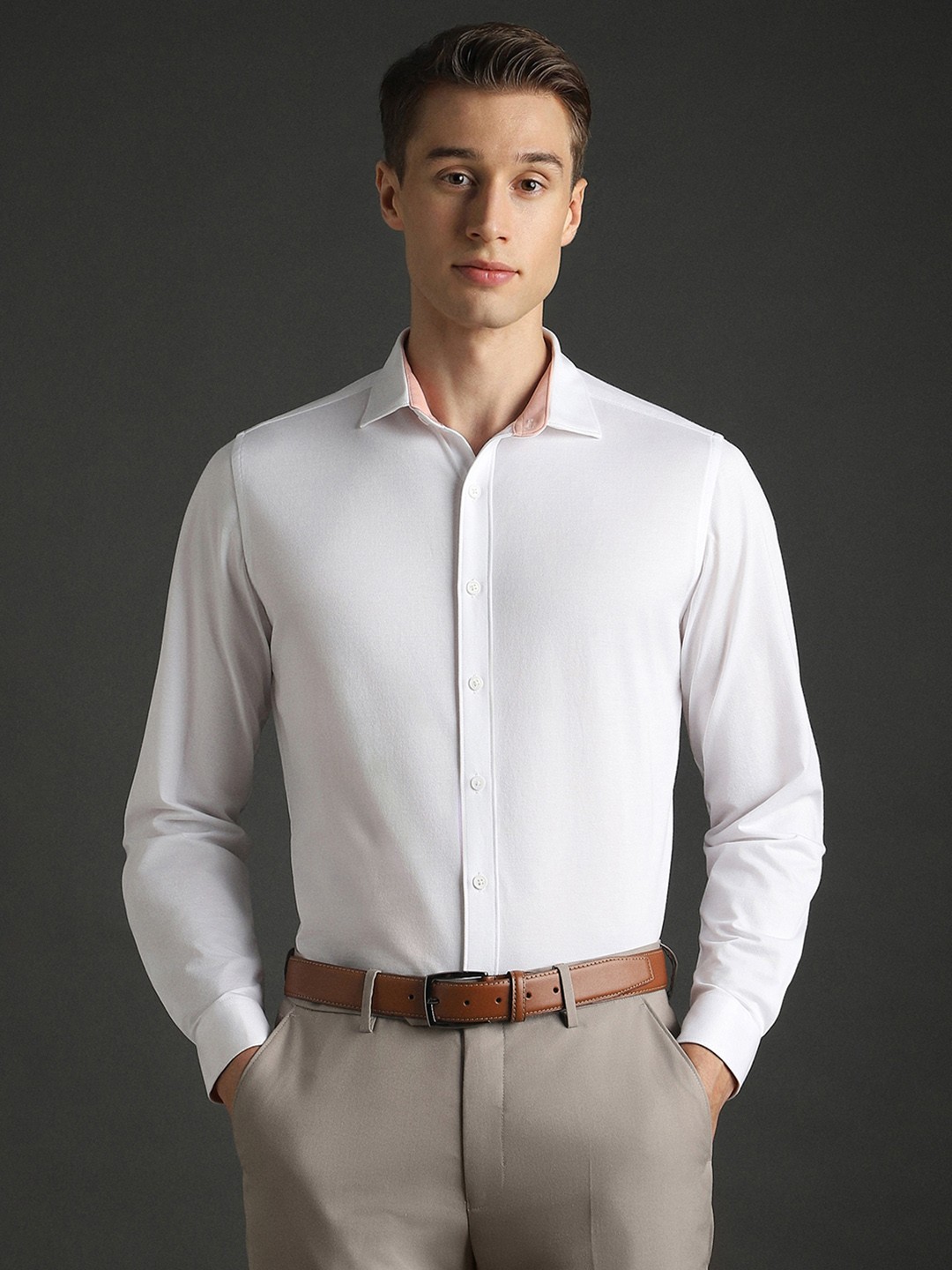 

Bergamo Men Slim Fit Opaque Casual Shirt, White