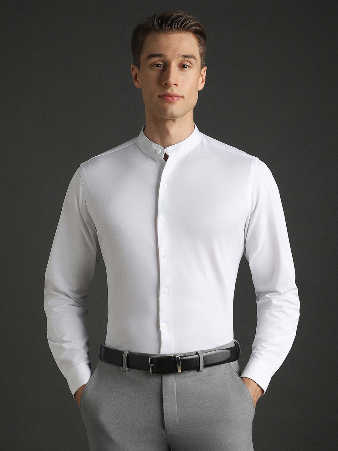 

Bergamo Men Slim Fit Opaque Casual Shirt, White