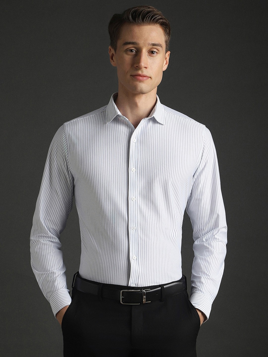

Bergamo Men Slim Fit Opaque Casual Shirt, White
