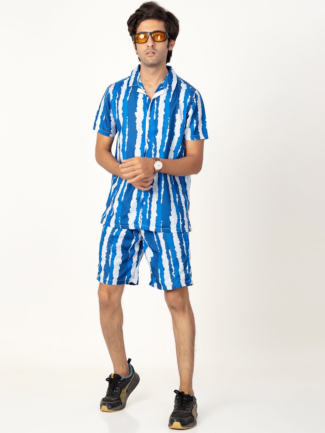 

Gavin Paris Printed Short Sleeves Shirt & Shorts, Blue