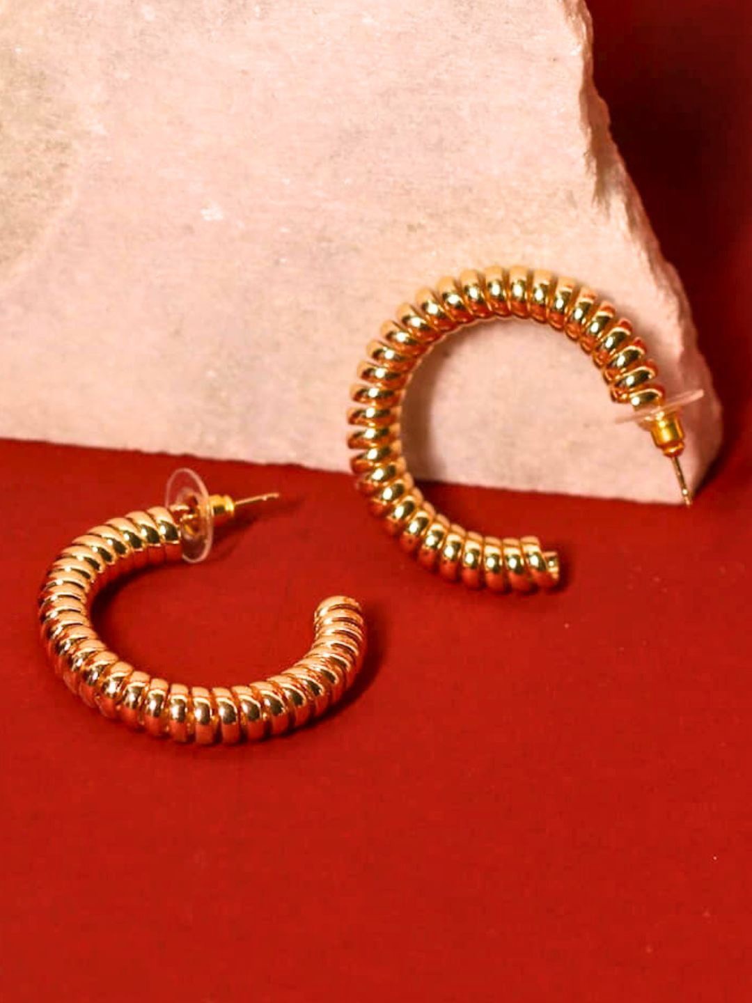 

DressBerry Gold Plated Contemporary Half Hoop Earrings