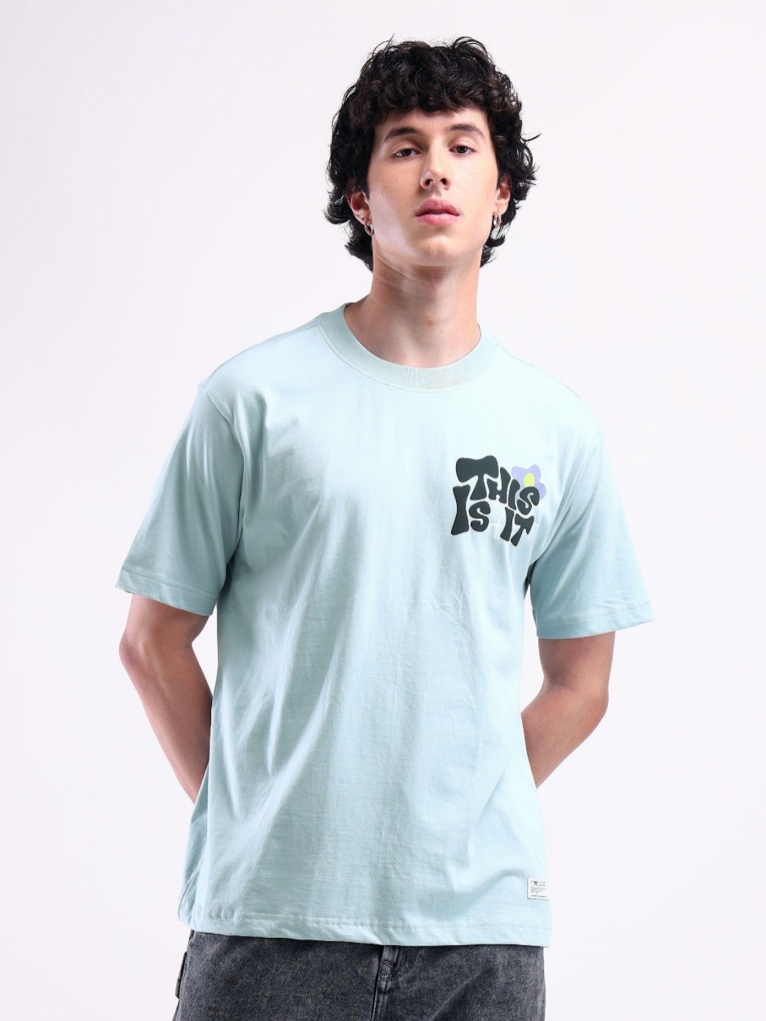

Flying Machine Men Typography Printed Pockets T-shirt, Blue