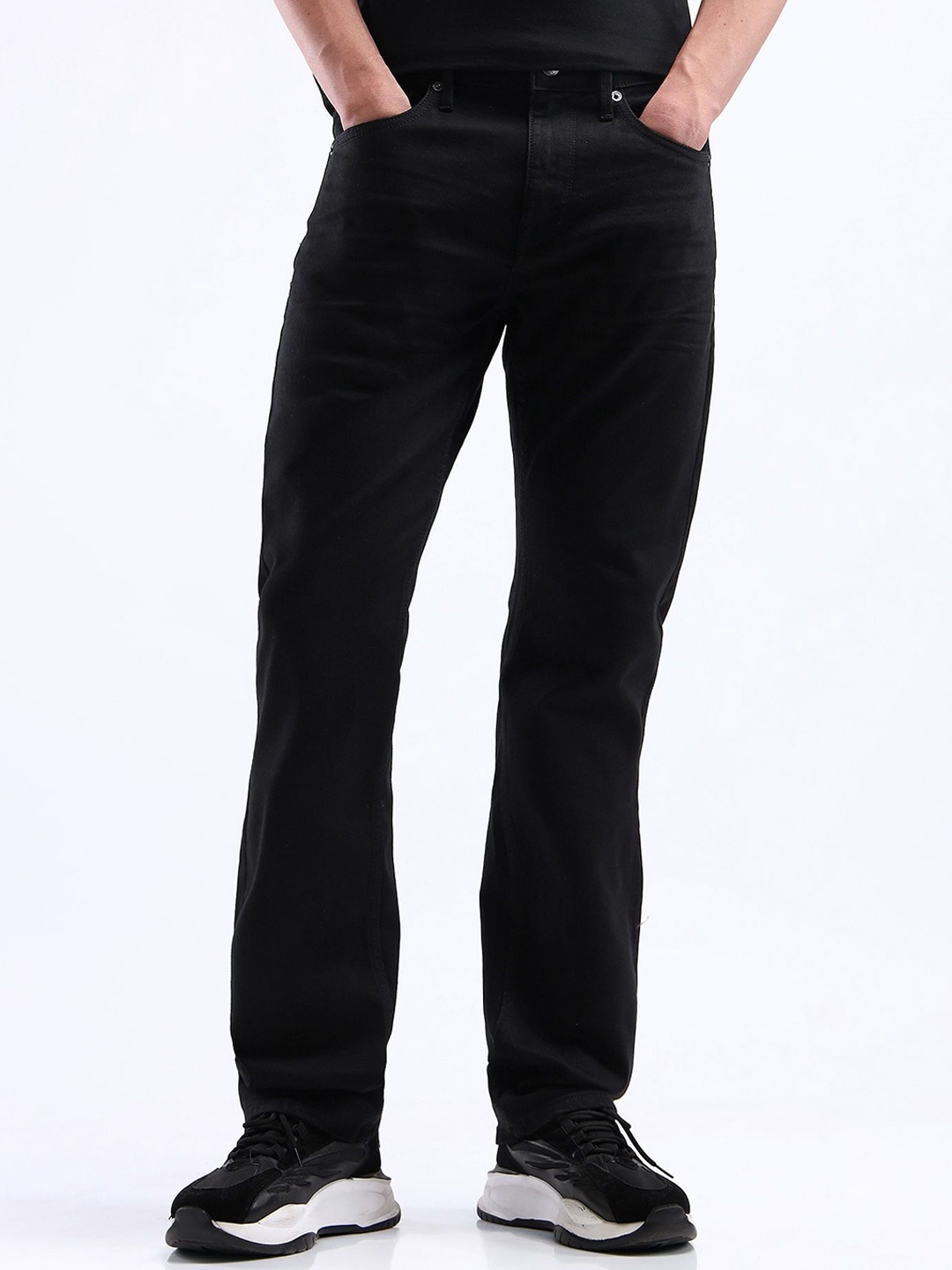 

Flying Machine Men Straight Fit Mid-Rise Stretchable Jeans, Black