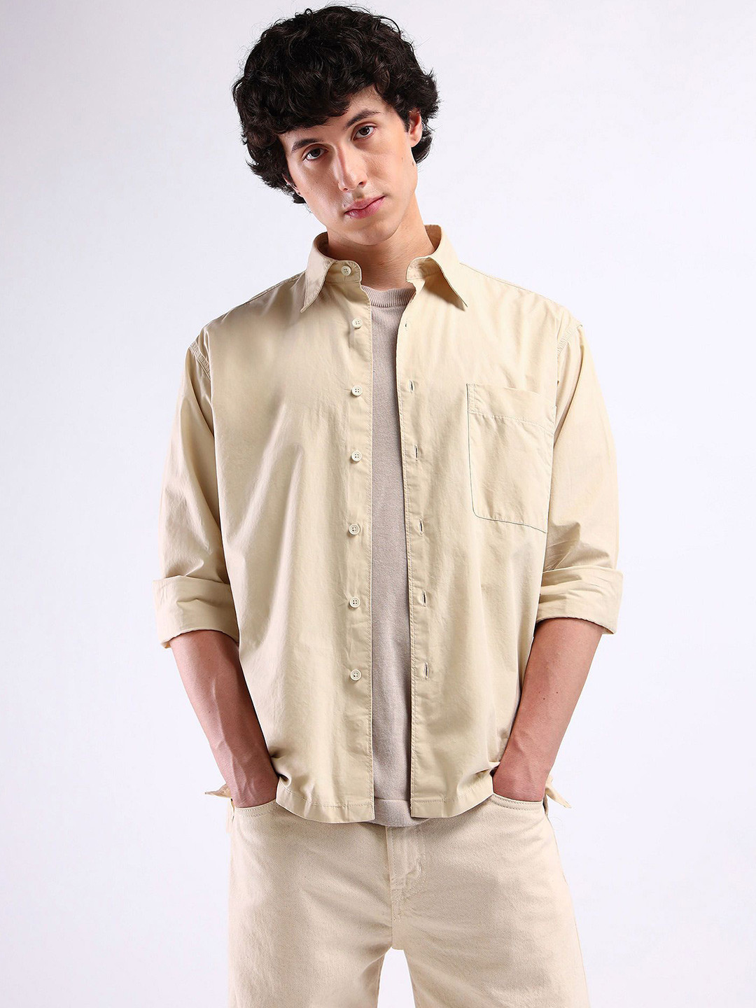 

Flying Machine Men Opaque Casual Shirt, Beige