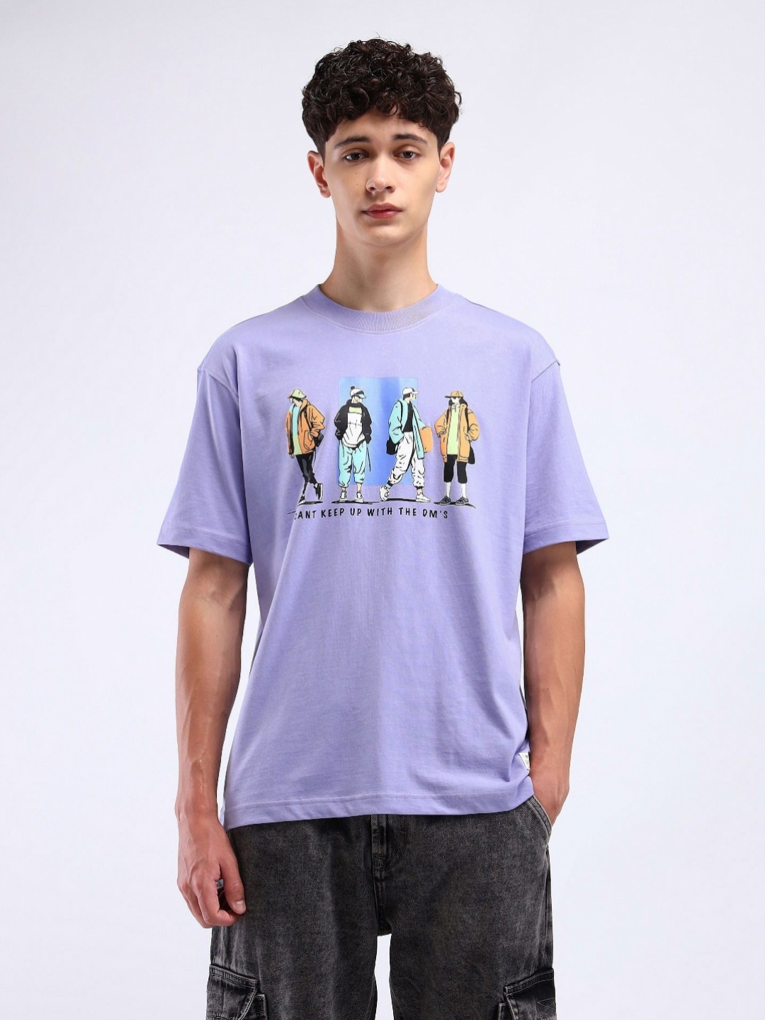 

Flying Machine Men Typography Printed Pockets T-shirt, Purple