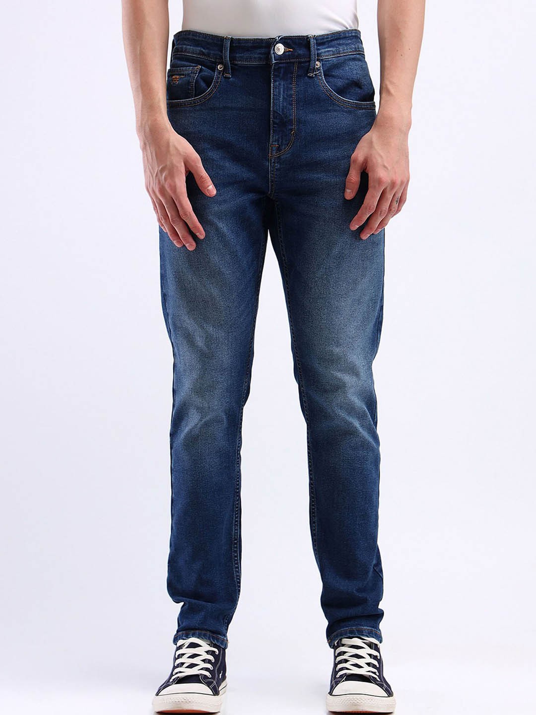

Flying Machine Men Tapered Fit Light Fade Stretchable Jeans, Blue