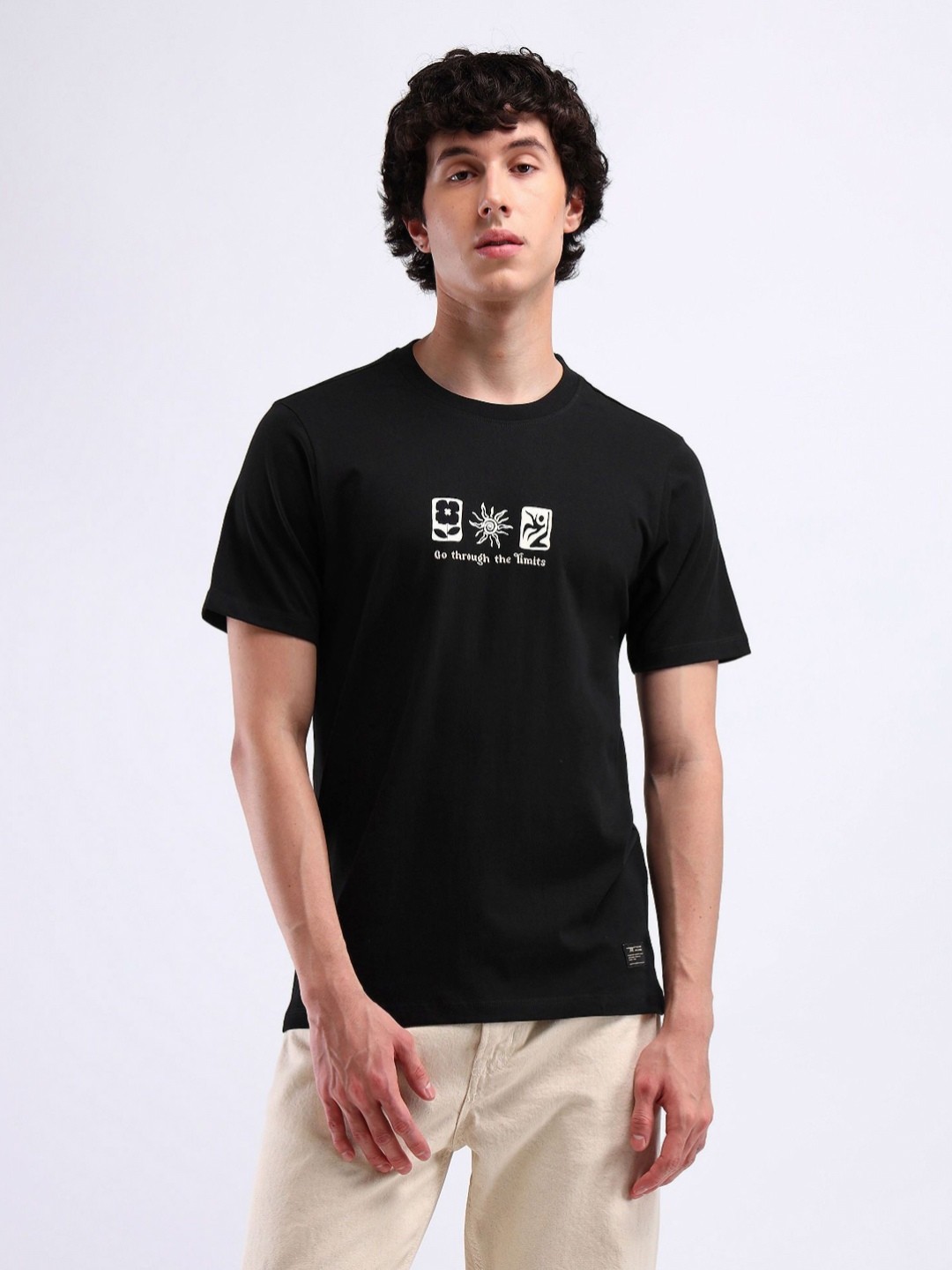 

Flying Machine Men Typography T-shirt, Black