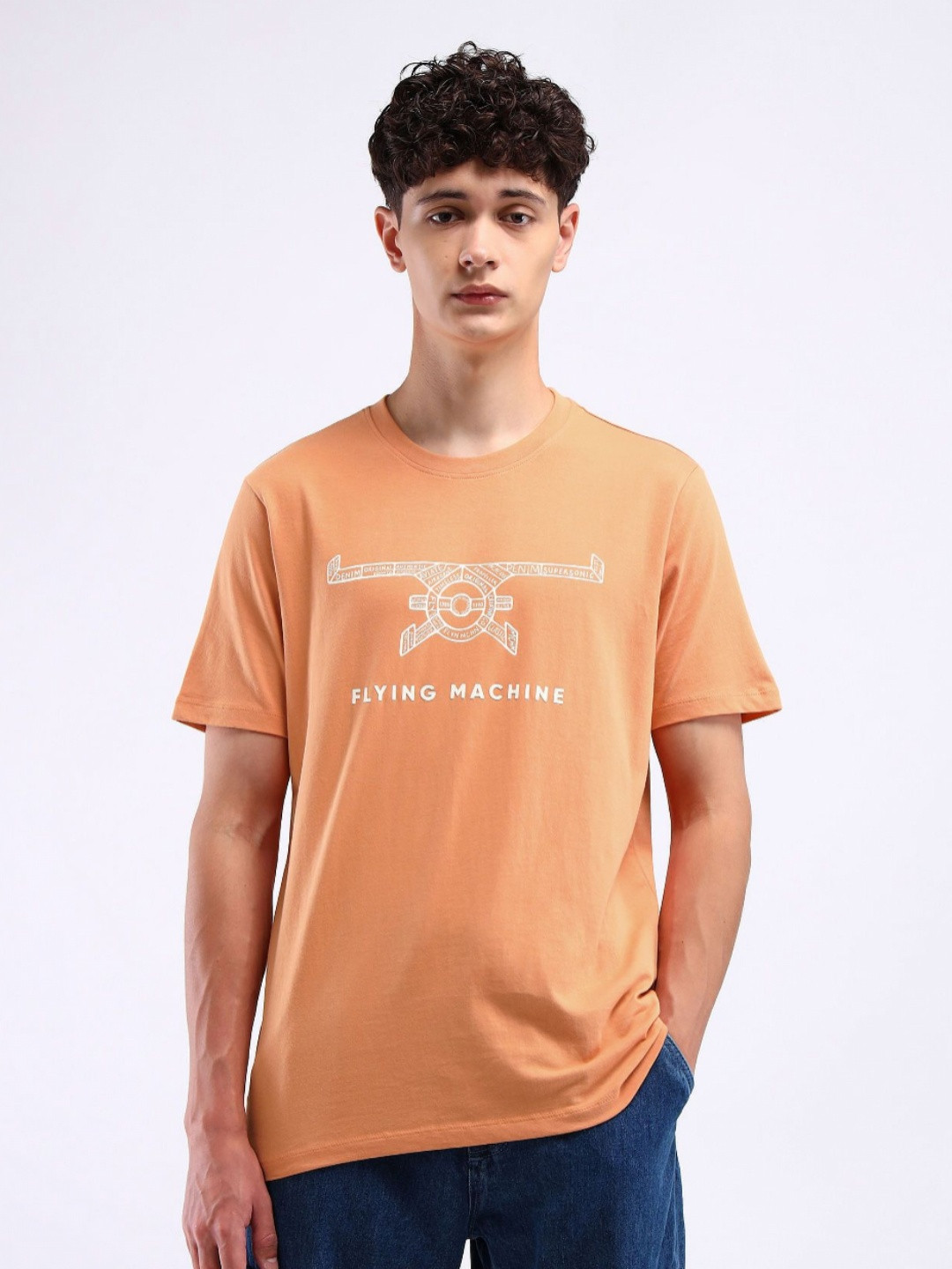 

Flying Machine Men Typography Printed T-shirt, Orange