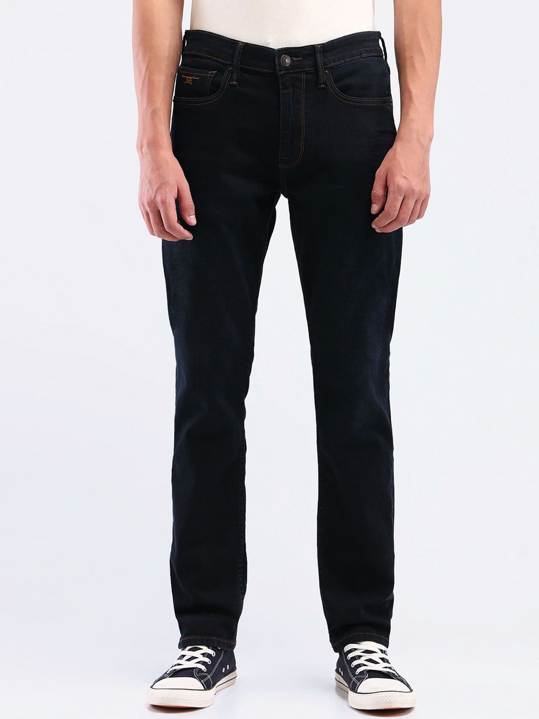 

Flying Machine Men Straight Fit Clean Look Stretchable Jeans, Blue