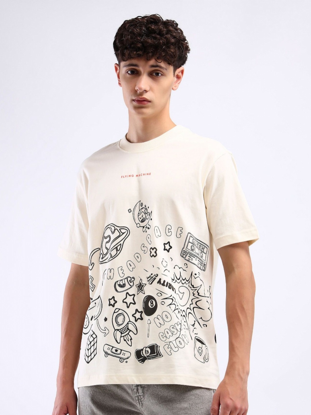 

Flying Machine Men Printed T-shirt, White