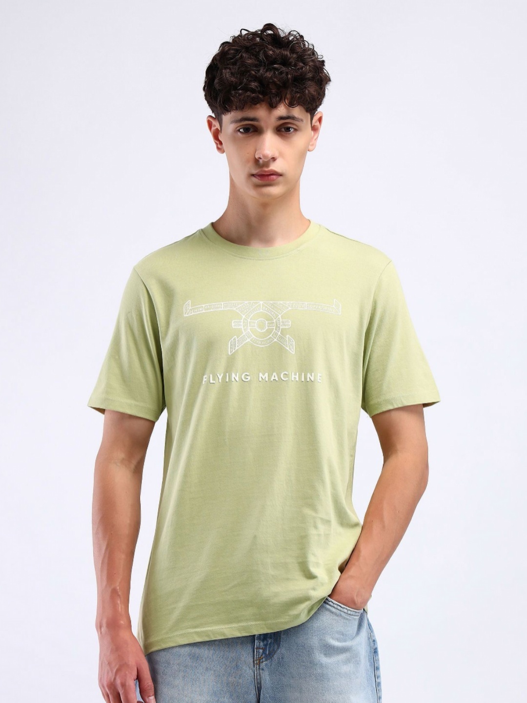 

Flying Machine Men Typography Printed T-shirt, Green