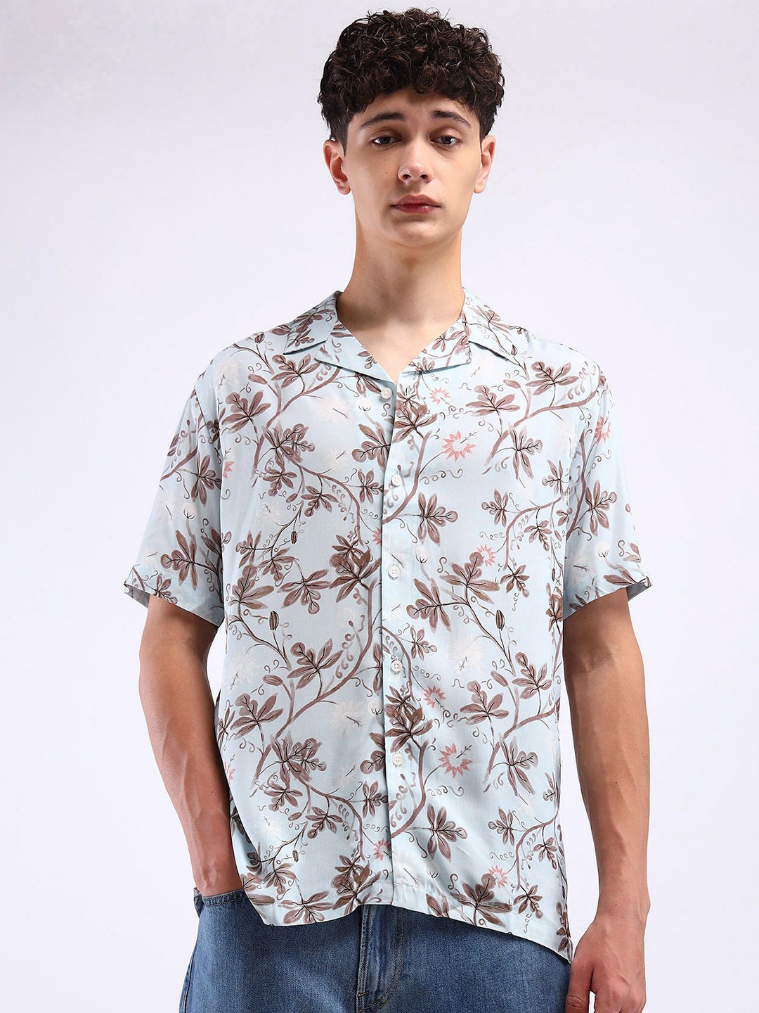 

Flying Machine Men Floral Opaque Printed Casual Shirt, White